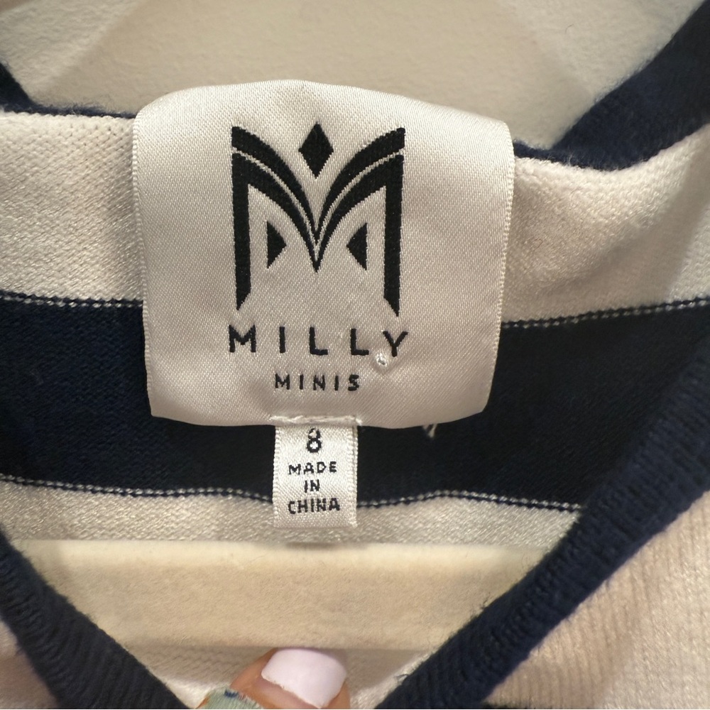 Milly Minis Navy and White Striped Dress - Picture 3 of 6